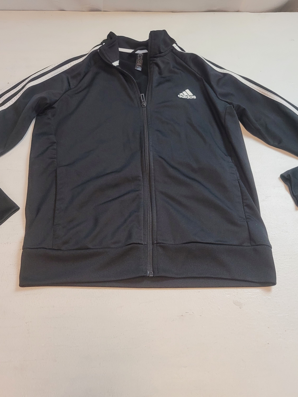 adidas Black Track Jacket with White Stripes